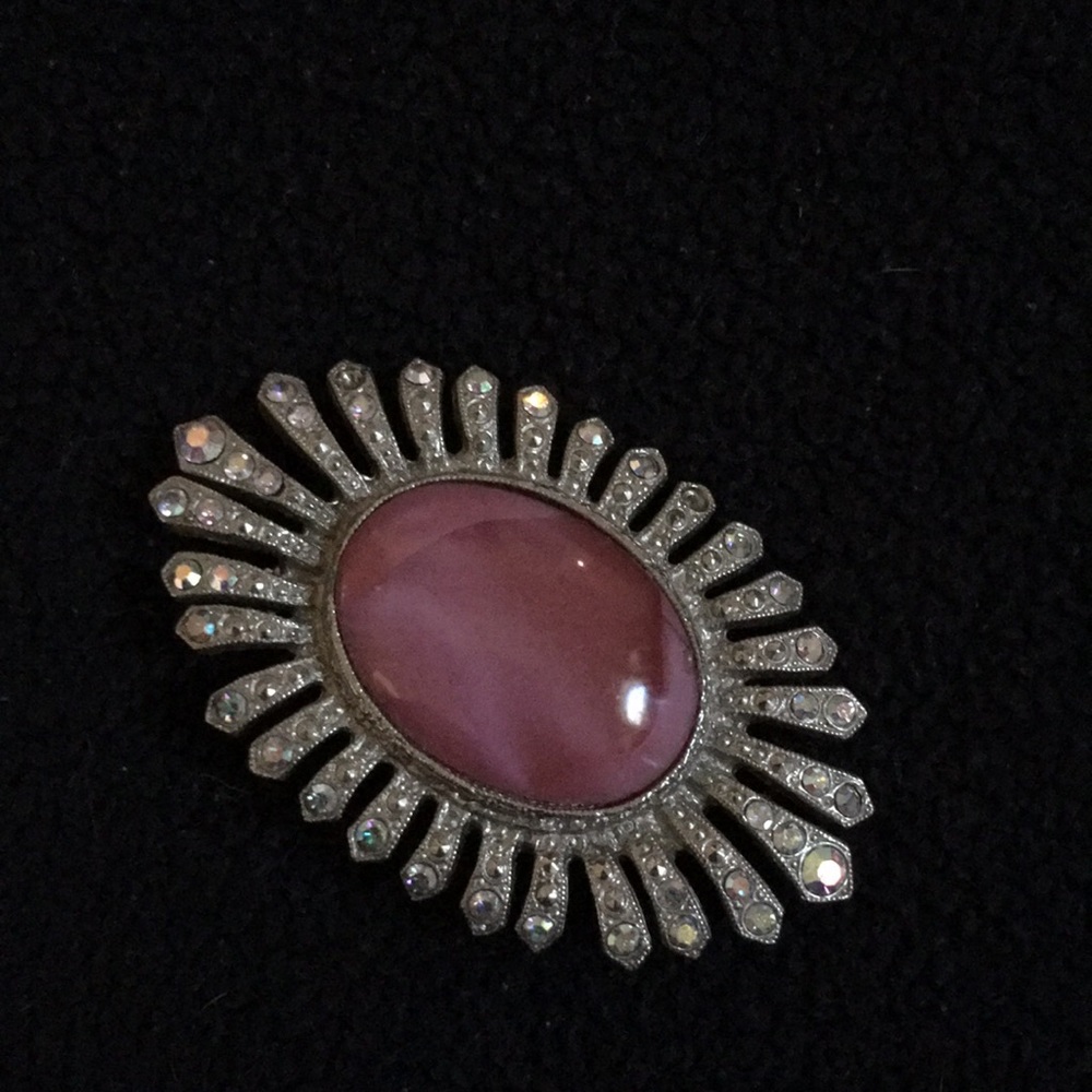 Vintage pink brooch with rhinestones - Picture 3 of 6